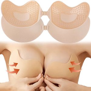 Sutiãs mulheres push up sutiã adesivo pastoso strapless reutilizável capa de mamilo adesivo remendo vestido de casamento lingerie silicone estofamento 231115