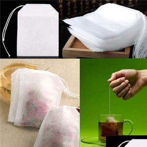 Coffee & Tea Tools Teabags 5.5 X 7Cm 8X10 Cm 7X9Cm Empty Scented Tea Bags Tools With String Heal Seal Filter Paper For Herb Loose Bols Dhsln