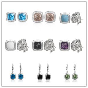 デザイナー50％dy trendy earrings for womenエレガントな象眼細工ブラックスクエアジスタルジルコンケーブルツイストワイヤークラシックハイジュエリーウェディングエンゲージメントギフトジュエリー