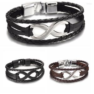 Charm armband mode oändlighet armband rostfritt stål läder klassiska mönster män kedja spänne smycken gåva