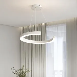 Lustres minimalistas restaurante candelabro design sentido moderno simples nórdico branco sala de jantar lâmpada mesa ilha vento silencioso