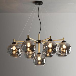 Chandeliers Post-modern Living Room Led Chandelier Nordic Light Luxury Restaurant Lighting Simple Glass Bedroom Bar Hanging Lamp