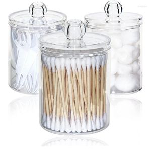 Storage Bottles A50I Holder Dispenser For Cotton Balls Plastic Apothecary Jars With Lids Bathroom Canister Organization