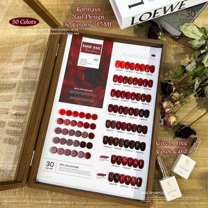 Rormays 30 Cores Gel Polimento Vermelho Conjunto Brilhante Brilho Semi Permanente Verniz Misto Gel Caixa de Presente Cartão de Cor Rosa Vermelho UV Primer Acabamento 15ML Nail Art Fábrica Atacado