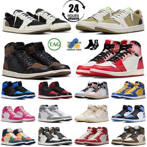 jordan 1 jordans1 retro travis scott Top Designer Men Basketball Shoes Reverse Mocha Olive Black Phantom Low Jumpman Men Women Trainers Sneakers 【code ：L】