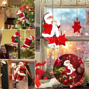 クリスマスの装飾エレクトリクライミングラダーサンタクロースミュージックドールドールクリスマス飾り飾りホームクリスマスツリーハンギング装飾年ギフト231116