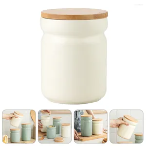 Storage Bottles Sealed Jar Decoration Containers Container Sugar Bowl Lid Tea Caddy Bottle Bamboo Ceramic Canister