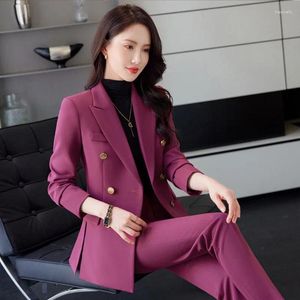 Damen Zweiteilige Hosen Herbst Winter Blazer feminino für Frauen formale professionelle Business Arbeitskleidung Hosenanzüge Büro Damen Outfits