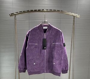 Stones Insland Jacket Tidig Autumn New Compass Sleeve Label Autumn/Winter Vintage Series Zipper Pocket Suede Jacket Workwear Baseball Jacket 958