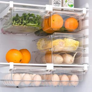 Kitchen Storage 1Pc Fridge Organizer Slide Under Shelf Drawer Rack Holder Refrigerator Pantry Fruit Food Box