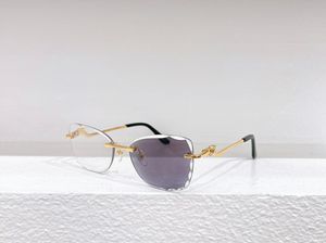 Óculos de sol de metal requintado feminino sem moldura aparamento grande olho de gato lente fotocromática moldura quadrada rede pantera de carti óculos feminino tendência ins estilo óculos lunettes