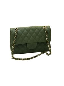 Shopping di lusso Top Designer Donna 10A Borsa con patta di qualità di livello superiore Designer di lusso 28CM 18CM Vera pelle di agnello Borsa classica tutta verde Borsa a tracolla trapuntata