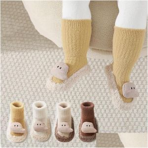 First Walkers 2023 Autumn Winter Baby Shoes Toddler Socks Plush Warm Kids Floor Cute Cartoon Girl Boy Drop Delivery Maternity Dhqsm