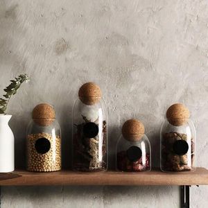 Förvaringsflaskor kökskontor kreativt förseglat glas burk kan med bollkork lock för te kaffe spannmål godisböna mutter flaskbehållare