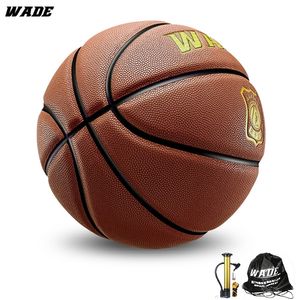 Мячи WADE 7 # из мягкой кожи с крупными частицами, обозначение лиги для баскетбольного мяча, водонепроницаемая пружина для дома и улицы 231115