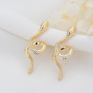 Brincos de garanhão 10Pairs/lote moda 14K Gold Brass Snake Charms 925 Silver-Pin for Women Jewelry Gift