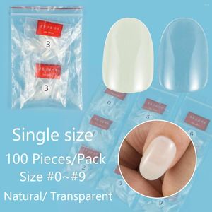 False Nails Short Round 100 Pieces Single Size Nail Tips Refill 3 4 5 6 Fake Full Cover Artifical