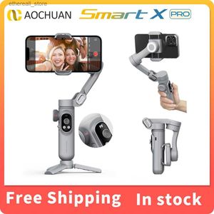 Stabilizatory Aochuan Smart X Pro 3-osiowy smartfon Gimbal Handheld Stabilizator z Light Light Ładowanie bezprzewodowe dla kamery akcji iPhone'a Q231116