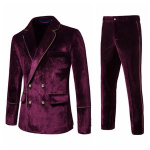 Herrspår 2023 Men's Highend Velvet Suits Fashion Casual Dress Jacket Party Costumes Set 231116