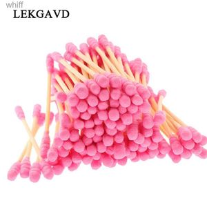 Bomullspinne 100st Pink Girl Heart Cute Cotton Swab Stick Double Head Cotton Stick Disponible Makeup Remover Cotton Swab Cotton Batl231116