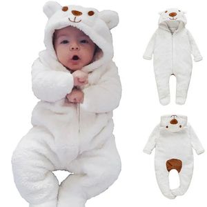 Rompers född Baby Boy Girl Kids Bear Hooded Romper Jumpsuit bodysuit kläder kläder lång ärm