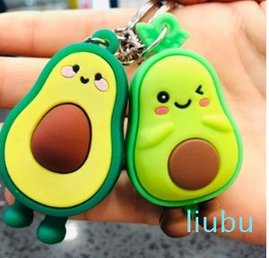cute Fruit Avocado Keychain fruit shape Keyring fashion llavero rubber trinket car key rings pendant women girls kids holder