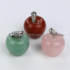 Collane a ciondolo 3pcs perle di mele in pietra naturale perle verdi avventurine rosa rosa al quarzo gemella chakra per la produzione di gioielli fai -da -te