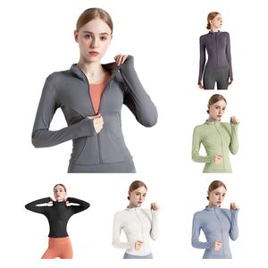 NEW Women's Yoga long sleeves Jacket Solid Color Nude Sports Shaping Waist Tight Fitness Loose Jogging Sportswear
