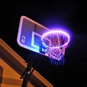 Balls 45LED Basket Hoop Solar Light Basketball Playing Led Night Strip Light Bar Basketball Rim Basketball Equitment Hoops Decor 231115