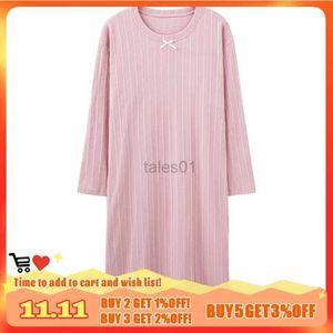 Kadın Uyku Salonu Modal Şık Uzun Örme Kadın Ev Elbise O Boyun Yeni Sonbahar Kış Katı Kaii Moda Gece Elbise Kadınlar İçin Nightgown Kızlar Zln231116
