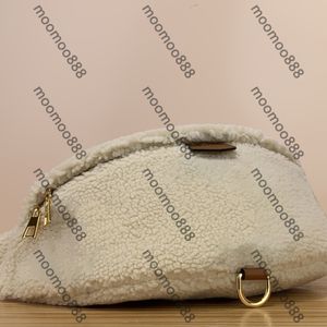 12A Mirror Quality Designers 37cm Bumbag bröstpåse Små kvinnor Shearling Påsar Luxurys handväskor Kohidsläder Trim Purse Fashion Belt Bag med bakficka