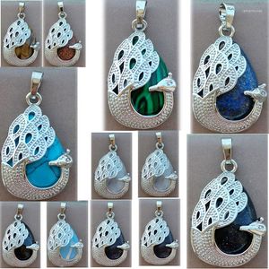 Pendant Necklaces Malachite Aventurine Lapis Lazuli Crystal Howlite Goldstone Opal Tiger Eye Water Drop Peacock Bead PWB985