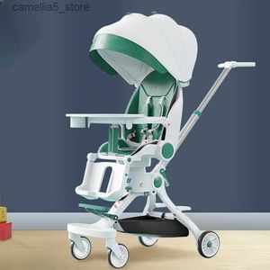 Carrinhos # Carrinho de bebê leve Vista alta Pode sentar ou deitar Carrinho de bebê com conforto para bebê dobrável carrinho de bebê acessórios Q231116