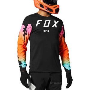 2023Мужские футболки Hpit Fox 2021 НОВЫЙ черный трикотаж для мотокросса Велоспорт по бездорожью Байк для езды на квадроциклах MTB DH Мужская гоночная рубашка с длинным рукавомQ23