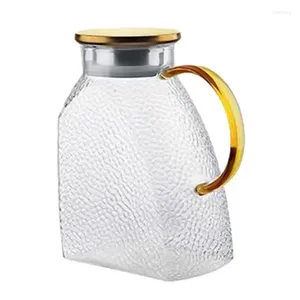 Höftkolvar 50 oz hög borosilikat glas kannor med lock läcksäker vatten pitcher pip elegant dryck dispenser för juice te