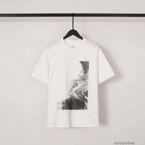 Designer Fashion clothing Luxury Tees TShirts Margiela Summer Margiela Abstract Ink Painting Print Short Sleeve Loose Fitting Couple Versatile Round Neck T-shirt