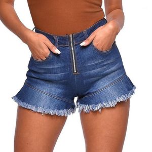 Damskie dżinsy panie wysoka talia zip krótkie seksowne szorty Lady Summer Dżins Fashion Regularne