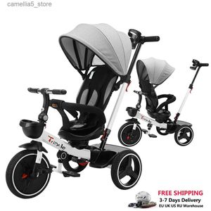 Carrinhos # Ubravoo Baby Stroller Triciclo Bicicleta 360 Graus Rotação Sentado Deitado Celeridade Desmontagem Montagem 1-5 Anos HLF6018 Q231116