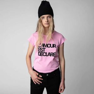 23 T-shirt moda primavera estate Zadig Voltaire Lettera inglese Slogan Stampa Plus T-shirt manica corta slim fit Hot Diamond