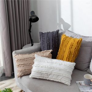 Pillow Case Nordic Cotton And Linen Three-Dimensional Plush Jacquard Model Room Rectangular Office Seat Tiger Stool Lumbar Cushion