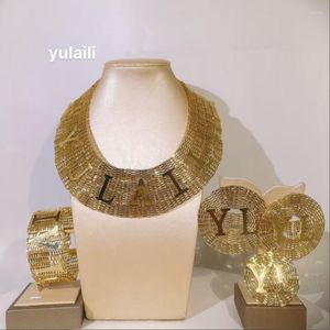 Necklace Earrings Set Design Custom Jewelry Customized Name Brazilian Gold Plated Jewellery Exclusive Ring Bracelet Yulaili