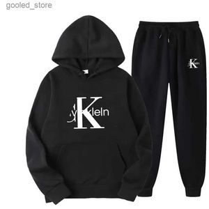 Herrspår Nya varumärkesvinter Men set 2-stycke Hoodies+Running Pants Sport kostymer Casual Men/Women Sweatshirts Tracksuit Hooded Sportswear Q231117