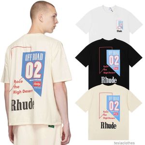 デザイナーファッション服の高級ティーTシャツ正しいバージョントレンディなrhude新しいレースハイデザートレーシングシリーズ半袖Tシャツの男性女性