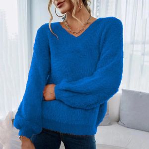 Женские свитера, модный кашемировый пуловер с v-образным вырезом, стильный облегающий стиль Ins, синий, белый, розовый, зимние флисовые вязаные джемперы