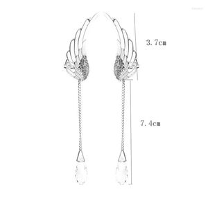 Kolczyki Dangle Fashion Angel Wing Crystal Drop Ear Clip dla kobiet Akcesoria Zestaw Zestaw Zestaw Ozd ornamentowy Tassel Biżuteria
