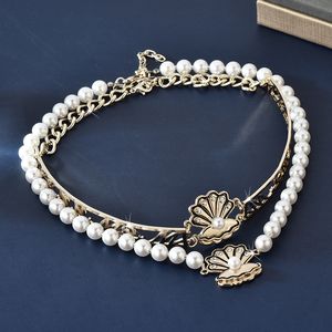 Fashionable niche design simple luxurious matte retro totem freshwater pearl oyster metal collar pearl shell jewelry necklace for women