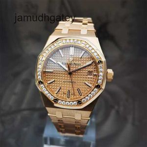 AP Swiss Luxury Watch Royal Oak Series Oro rosa 18 carati Macchina automatica con diamanti originali 15451 o 37 mm