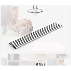 Drinking Straws 215Mm Length Durable Stainless Steel Straight Drinking St Sts Metal Bar Family Kitchen Drop Delivery Home Garden Kitch Dhsmd