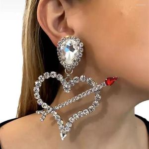 Dangle Earrings Fashionable Crystal Geometry Huge Heart Pendant Women's Luxury Jewelry Rhinestone Bridal Gift