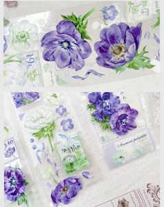 Confezione regalo Vintage Purple Anemone Floral Washi PET Tape per Planner Card Making DIY Scrapbooking Plan Adesivo decorativo